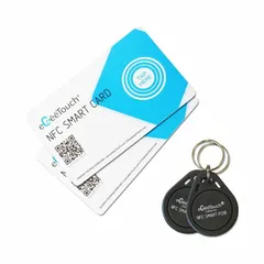 Set of four access key fobs for use with compatible EGEETOUCH lock programming tools. Each fob serves as a replacement key for programming and operating locking systems in access-control applications.