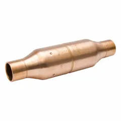 Magnetic check valve with copper body for refrigerant systems. Features 1 3/8-inch connections and a 1-inch cut out. Prevents backflow in HVAC and refrigeration piping, protecting compressors and system components.