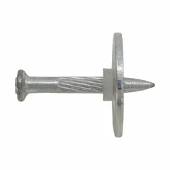 Pack of 100 pins for powder-actuated tools. Overall length 1-1/4 in, head diameter 8 mm, shank diameter 5/32 in. Used for fastening materials to concrete, steel, or masonry in construction and industrial applications.