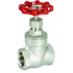 This SHARPE gate valve features a non-rising stem design with a 316 stainless steel bonnet and CF8M stainless steel wedge. It has FNPT x FNPT connections and is rated for a maximum pressure of 200 psi (CWP). Suitable for general-purpose flow control in industrial piping systems.