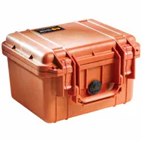 PELICAN Protective Case: 7 in x 9 1/8 in x 6 1/8 in Inside, Convoluted/Pick and Pluck/Solid, Orange (MPN 1300)