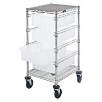 QUANTUM STORAGE SYSTEMS Bin Cart: 1,200 lb, 4 Bins/Tubs, 1 Shelves, Clear, Clear, 2 Usable Sides (MPN BC212434M1CL)