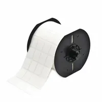 Vinyl wraparound label for permanent identification of wires from 28 AWG to 20 AWG. Black on white, measures 15/16 in x 3/4 in. Compatible with i3300 printer series; requires B30-R6200 ribbon for thermal transfer printing. Suitable for use in industrial control panels, electrical cabinets, and data centers