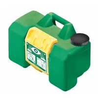 9-gallon capacity gravity-fed eyewash station with pull-tray activation. Designed for emergency eye irrigation in locations without plumbed water. Requires water preservative and media, both sold separately. Complies with ANSI Z358.1 standards
