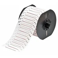 White matte polyolefin sleeve labels for wire and cable identification. Sized 3/32 in x 2 in, fits 20 AWG to 24 AWG wire gauge. Compatible with Brady i3300 printer series. Used in control panels, electrical cabinets, and data centers for permanent marking