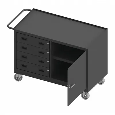 DURHAM MFG Mobile Cabinet Bench with Drawers & Shelves - Mobile Cabinet Benches with Drawers & Shelves