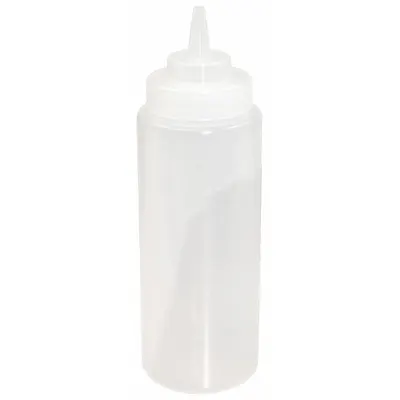 CRESTWARE Squeeze Bottle: 24 fl oz Capacity, 2 7/8 in Opening Dia, 9 1/4 in Overall Ht - Standard Squeeze Bottles