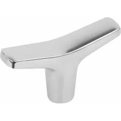 This hygienic T-handle knob features a polished stainless steel construction with an M5 threaded hole designed for use with USIT washers. With a 55.2 mm diameter and 7.5 mm thread length, it is suitable for applications requiring easy hand tightening and wash-down resistance in food processing, pharmaceutical, and sanitary equipment.