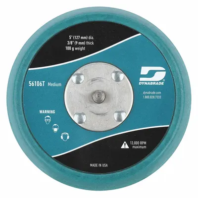 DYNABRADE Disc Backup Pad: 5 in Dia x 3/8 in T, 5/16"-24 Threaded-Shank - Threaded-Shank Sanding Disc Backing Pads