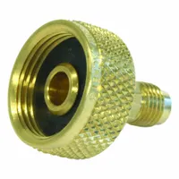YELLOW JACKET Cylinder Valve Adapter: 3/4 in Male NPT Right-Hand, 1/4 in Male SAE Right-Hand, Brass (MPN 19105)