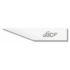 Ceramic replacement blades for precision knives, featuring an angled tip. Each blade has a width of 1/4 in and thickness of 0.82 mm. Suitable for detailed cutting tasks such as crafting, model building, and light industrial applications. Pack of 4.