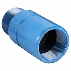 Ductile iron inline check valve with stainless steel poppet. Features 3-inch male NPT x female NPT connections. Spring-loaded design for backflow prevention in piping systems handling water, oil, or gas.