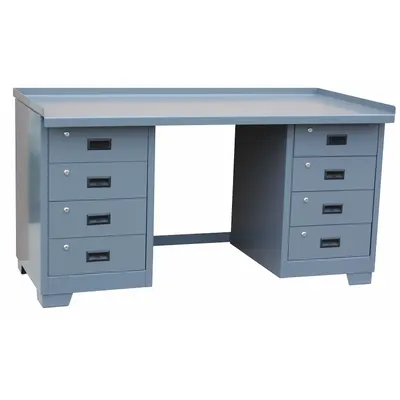 JAMCO Workbench: Fixed Ht, Steel, 72 in x 30 in, 2,000 lb Overall Load Capacity - Dual-Pedestal Workbenches