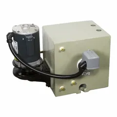 This condensate return pump system from STERLCO collects and returns condensate from steam heating and process systems to the boiler. It features a 15-gallon cast iron tank, a 1/2 hp motor rated for 230/460V AC, and a maximum head of 50 ft. Connections are FNPT. Typical applications include commercial, industrial, and institutional facilities.