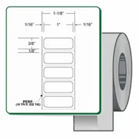 ZEBRA Barcode Printer Labels: 1 in Label Wd, 3/8 in Label Ht, White, 3 in Core Dia., Gloss, Acrylic (MPN 10023011)