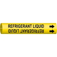 Pipe Marker: Refrigerant Liquid, Yellow, Black, Fits 2 1/2 to 3 7/8 in Pipe O.D., 1 Pipe Markers (MPN 4117-C)