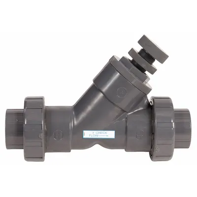 HAYWARD Spring Y Check Valve: Piston, Y-Style Valve Body, 3 in Pipe Size, True Union Socket - Adjustable PVC Y Piston Check Valves