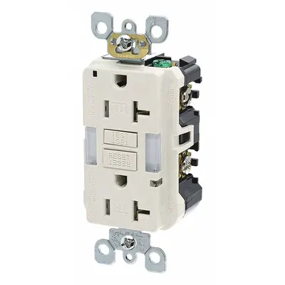 LEVITON GFI Receptacle: Decorator Duplex, 5-20, Light Almond, GFCI, 125V AC, 20 A - General Purpose Receptacles