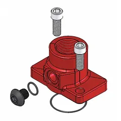 Flange kit for Fill-Rite FR700V series fuel transfer pumps. Includes flange bolts for secure mounting and sealing of piping connections. Used in industrial fluid-handling applications.