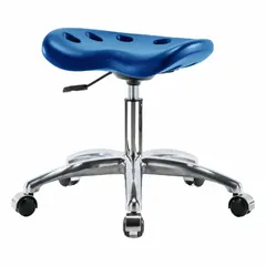 Polyurethane Lab Stool, Blue, 17-22 in Height, Aluminum Base, 5 Casters