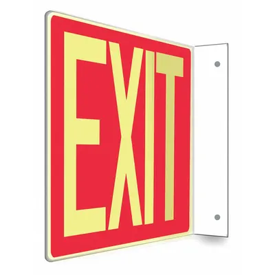 CONDOR Safety Sign: PETG, Mounting Holes Sign Mounting, 8 in x 12 in Nominal Sign Size - L-Shape Projection Exit Signs