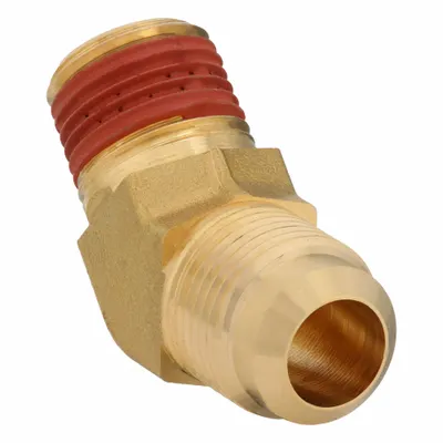 PARKER Flared Fitting Elbow: 1/2 in OD x 3/8 in Pipe Fitting Size, Flared/Threaded - Standard Brass 45-Degree Flare Tube Fittings