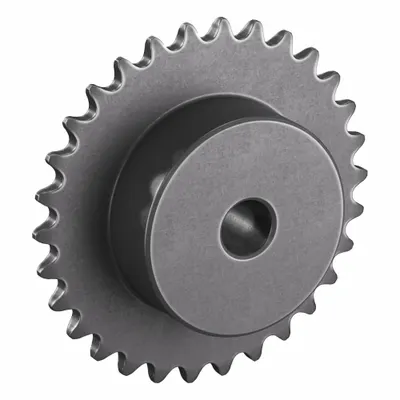TSUBAKI Sprocket: One-Sided Hub, For Single Strands, 25, 30 Teeth, 2.392 in Pitch Dia - Size 25 Plain-Bore Roller Chain Sprockets