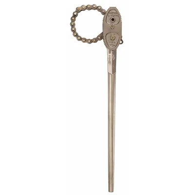 AMPCO Chain Wrench: Natural, For 4 in Outside Dia, 25 3/4 in Chain Lg - Double End Nonsparking Chain Wrenches