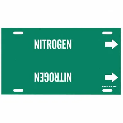 BRADY Pipe Marker: Nitrogen, Green, White, Fits 6 to 7 7/8 in Pipe O.D., 1 Pipe Markers - Nitrogen Strap-On Pipe Markers