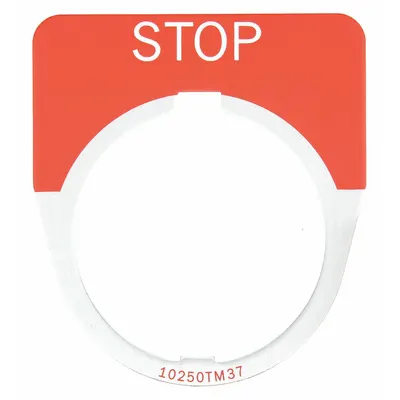 EATON Legend Plate: 30 mm Panel Mounting Size, Half-Round, 1 5/8 in Overall Wd - Push-Button Rings & Plates