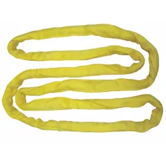 Endless round sling constructed from polyester, with a body diameter of 1 5/8 in and a sling length of 3 ft. Used for lifting and rigging loads in industrial settings, providing flexibility and surface protection.