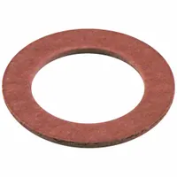 This fiber washer is a sealing component for fuel filter assemblies. It prevents leaks between the filter and mounting surface. The washer has a 1/2-inch inside diameter and 3/64-inch thickness. It is made of fiber material suitable for fuel system pressures and temperatures
