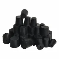 Stopper: Rubber, 1 Stopper Size, 14 mm Bottom Dia, 19 mm Top Dia, 25 mm Overall Ht, Black, 2 Holes (MPN RST1-H2)