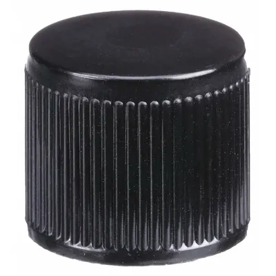 KIMBLE Cap: 18 mm Dia, Black, Phenolic, PTFE Faced Rubber, 15-415 mm Screw Closure Size - Screw On Caps