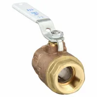 Manual two-way ball valve with 1-inch female NPT connections. Constructed of brass/bronze in a straight, two-piece body with a lever handle. Used for on/off flow control in industrial piping systems handling water, oil, or gas