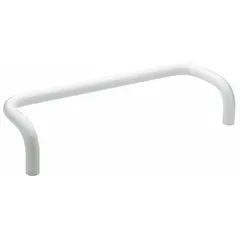 Fixed, non-recessed pull handle with threaded mounting holes. Glossy white aluminum grip with M10 screw size, 1.18 in thickness, and 18.51 in grip length. Suitable for industrial enclosures, machinery doors, and cabinets requiring a corrosion-resistant handle for manual operation.