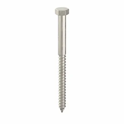 FOREVERBOLT Hex Head Lag Screw: 3/8 in Size, 5 in Lg, Stainless Steel, NL-19 - 18-8 Stainless Steel Hex Head Lag Screws
