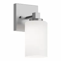 Decorative Sconce: Satin Nickel, 60 W Fixture Watt, 120V AC, Dimmable, 4 3/4 in Lg, 5 1/2 in Wd (MPN LEOS0509MBSN)