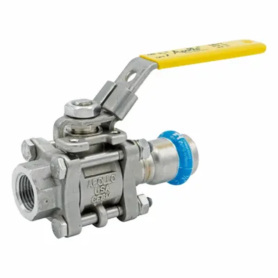 APOLLO Ball Valve: 1/2 in, Stainless Steel, Straight Valve Body, Press x NPT - Stainless Steel Ball Valves