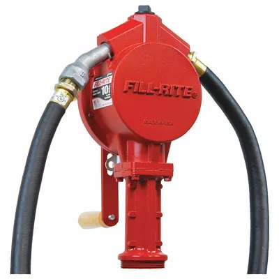 FILL-RITE Hand Pump: Rotary, Pump with Hose & Nozzle, Bung, 12.8 oz per stroke, Aluminum - Rotary-Action Fuel Transfer Pumps