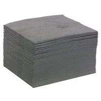 Perforated polypropylene pad for absorbing industrial leaks, drips, and spills of oils, coolants, solvents, and water-based fluids. Each pad absorbs up to 22 1/2 oz. Pack of 125 pads, gray color