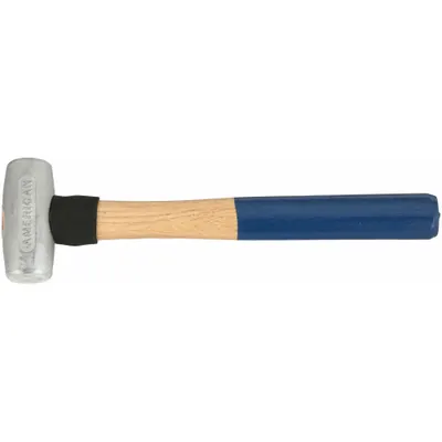AMERICAN Zinc Mallet: Wood Handle, Textured Grip, 3 lb Head Wt, 1 1/2 in Dia - Zinc Mallets