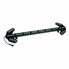 LED directional light with double-ended arrow pattern. Offers center out, left arrow, right arrow, and wig-wag modes. Amber lens, bracket mount, wire leads. Used for traffic control and work zone safety.
