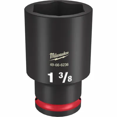 MILWAUKEE Deep Impact Socket: 1/2 in Drive Size, SAE, 1 3/8 in Socket Size, 6-Point - 1/2" Drive Impact Sockets