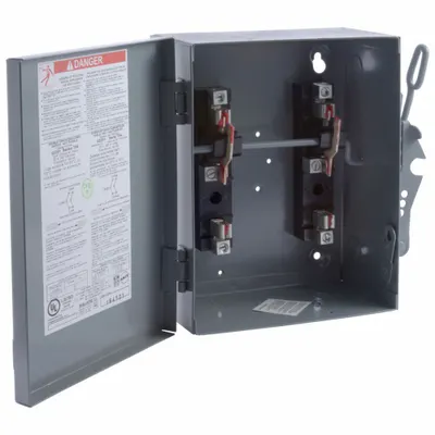 SQUARE D Safety Switch: Non-Fusible, 30 A, Single Phase, 240V AC, Galvanized Steel - Non-Fusible Safety Switches