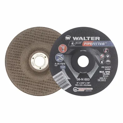 WALTER SURFACE TECHNOLOGIES Depressed Center Grinding Wheel: Type 27, 6" x 3/32" x 7/8" - Contaminant-Free Grinding Wheels for Stainless Steel