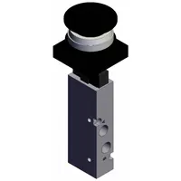 Shuttle Valve: VZM400 Series, Mushroom Button Actuator, 5 Ports, 1/8 in BSPT, Black Actuator (MPN VZM450-01-30B)