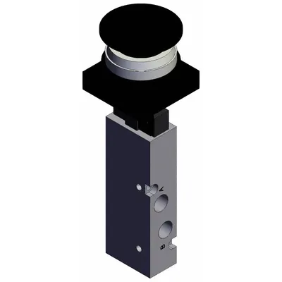 SMC Shuttle Valve: VZM400 Series, Mushroom Button Actuator, 5 Ports, 1/8 in BSPT - VZM Series Manual Air Control Valves