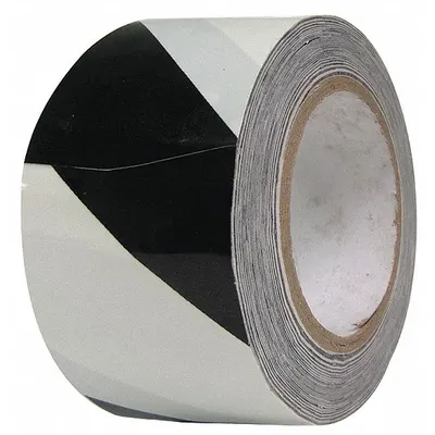 CONDOR Floor Marking Tape: Gen Purpose, Striped, Black/White, 2 in x 108 ft - General Purpose Floor Marking Tape
