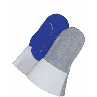 BDG Welding Mitts: Straight Thumb, Gauntlet Cuff, Premium, Gray Cowhide, One Size Glove Size - Stick Welding Mitts with Cowhide Leather Palm